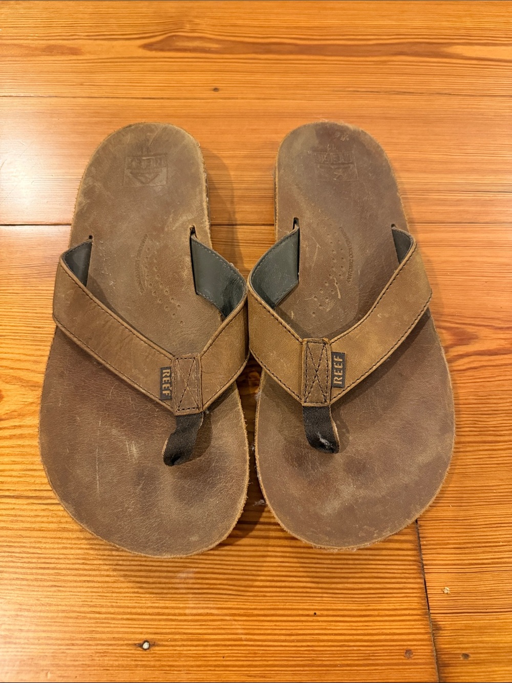 Reef Men's Brown Leather Flip-Flop Sandals